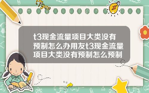 t3现金流量项目大类没有预制怎么办用友t3现金流量项目大类没有预制怎么预制