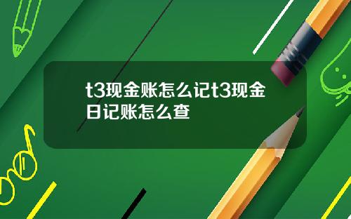 t3现金账怎么记t3现金日记账怎么查