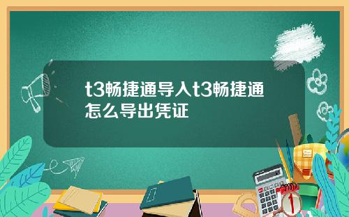 t3畅捷通导入t3畅捷通怎么导出凭证