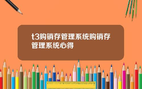 t3购销存管理系统购销存管理系统心得