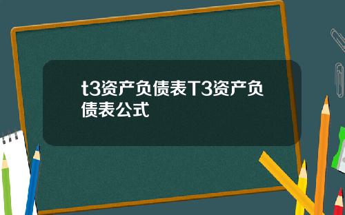 t3资产负债表T3资产负债表公式