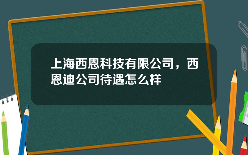 上海西恩科技有限公司，西恩迪公司待遇怎么样