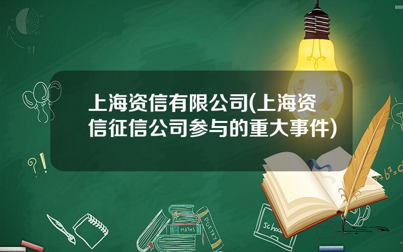 上海资信有限公司(上海资信征信公司参与的重大事件)