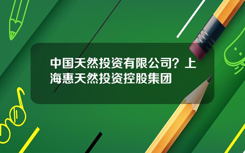 中国天然投资有限公司？上海惠天然投资控股集团