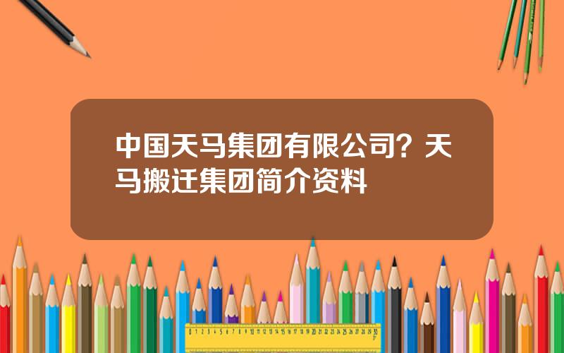 中国天马集团有限公司？天马搬迁集团简介资料