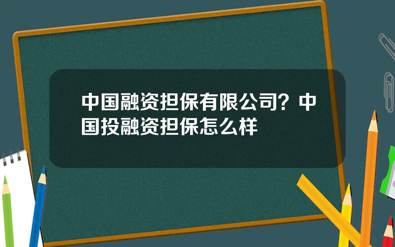 中国融资担保有限公司？中国投融资担保怎么样