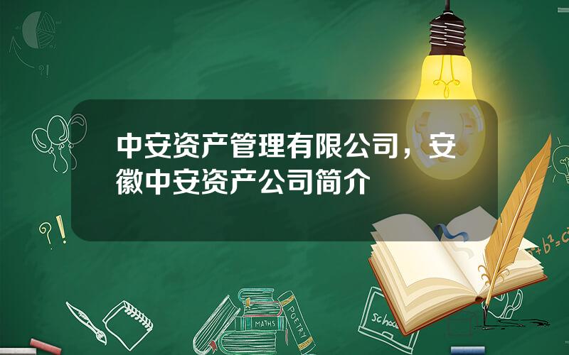 中安资产管理有限公司，安徽中安资产公司简介