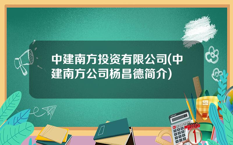 中建南方投资有限公司(中建南方公司杨昌德简介)