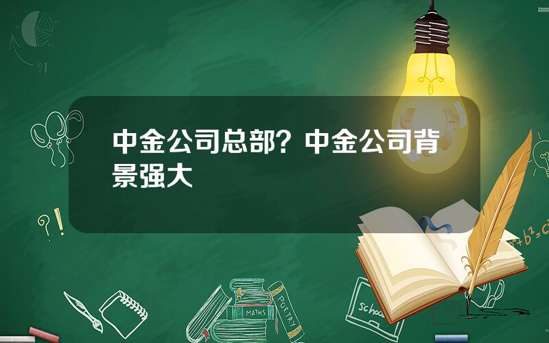 中金公司总部？中金公司背景强大