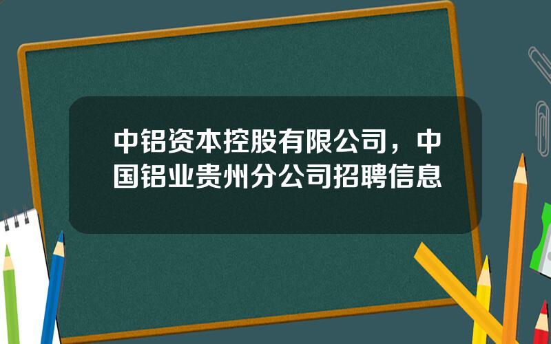 中铝资本控股有限公司，中国铝业贵州分公司招聘信息