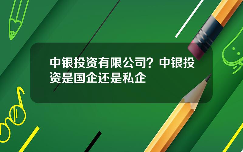 中银投资有限公司？中银投资是国企还是私企