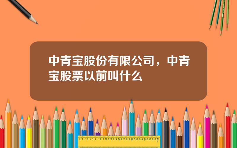 中青宝股份有限公司，中青宝股票以前叫什么