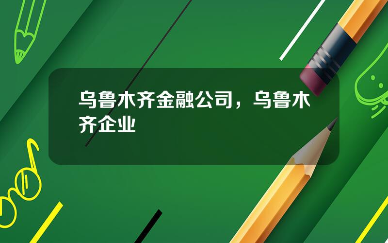 乌鲁木齐金融公司，乌鲁木齐企业