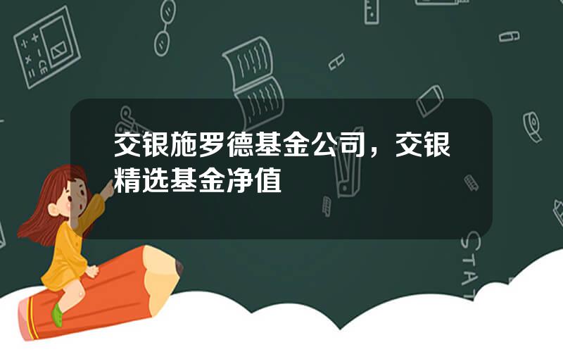 交银施罗德基金公司，交银精选基金净值