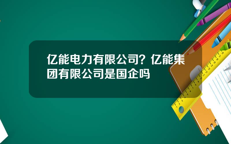 亿能电力有限公司？亿能集团有限公司是国企吗