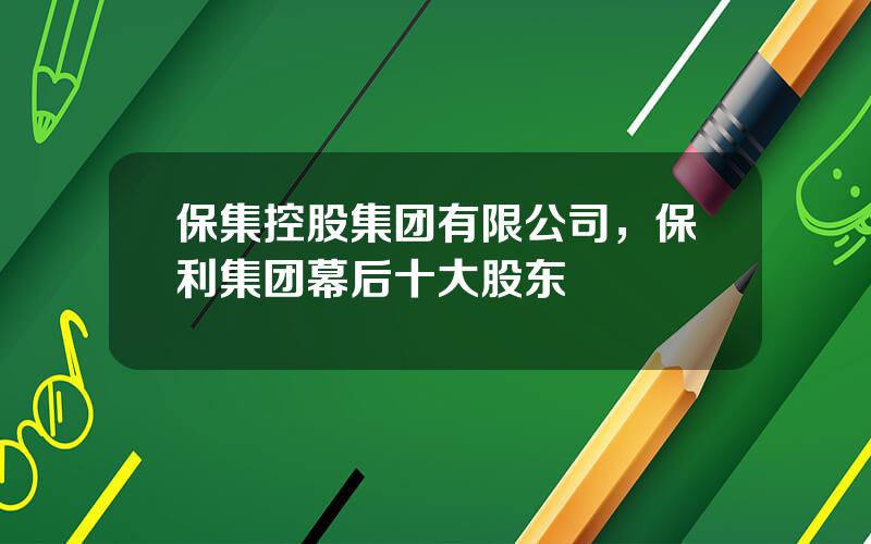 保集控股集团有限公司，保利集团幕后十大股东