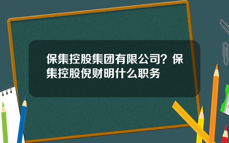 保集控股集团有限公司？保集控股倪财明什么职务