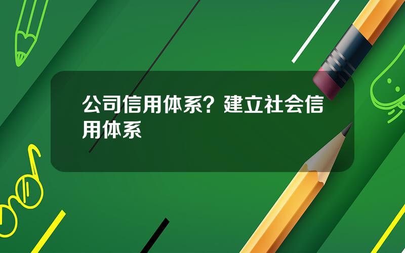 公司信用体系？建立社会信用体系