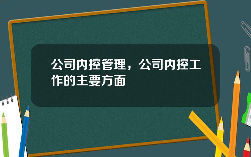 公司内控管理，公司内控工作的主要方面