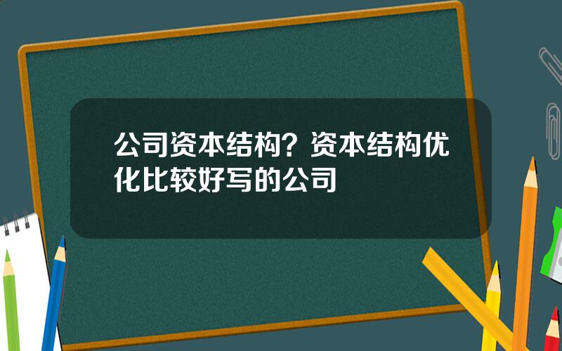 公司资本结构？资本结构优化比较好写的公司