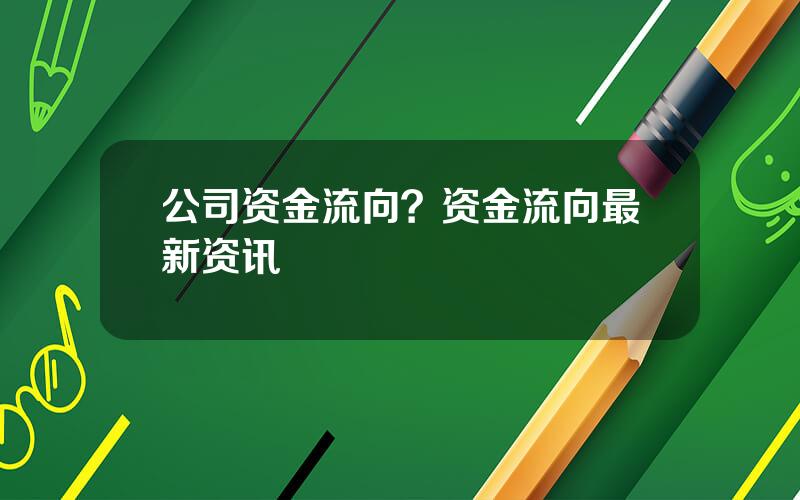 公司资金流向？资金流向最新资讯