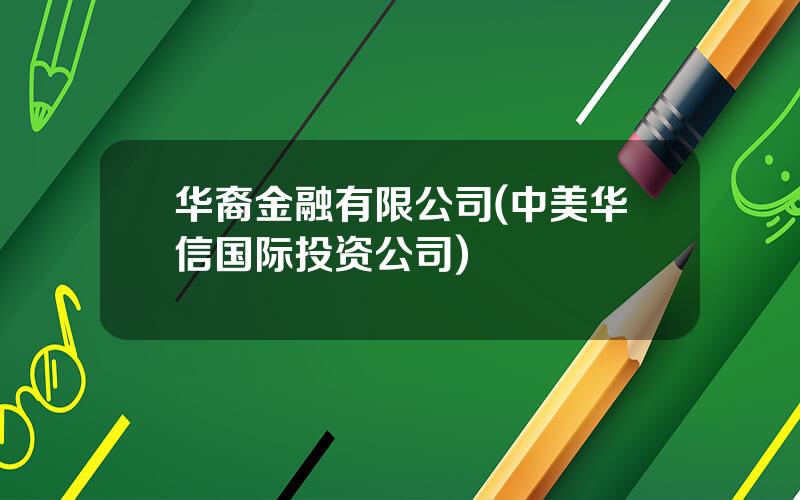 华裔金融有限公司(中美华信国际投资公司)