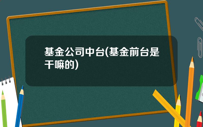 基金公司中台(基金前台是干嘛的)