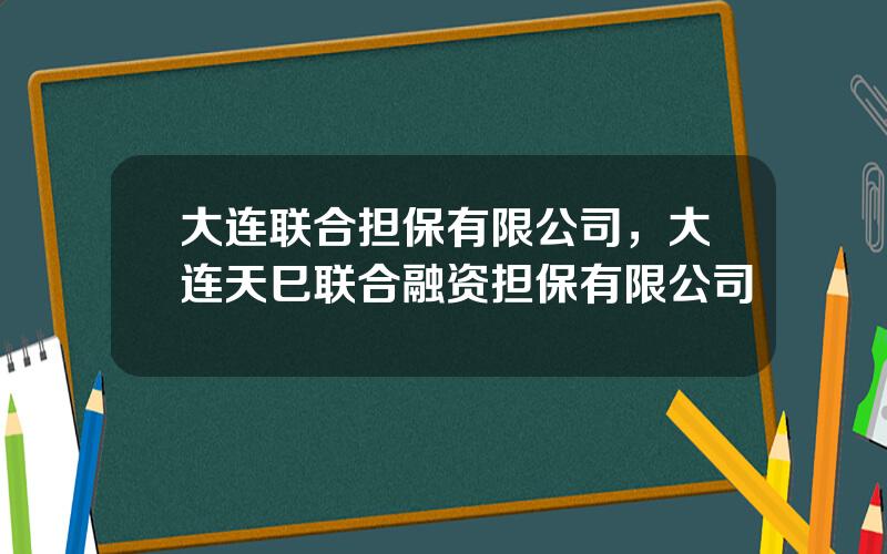 大连联合担保有限公司，大连天巳联合融资担保有限公司