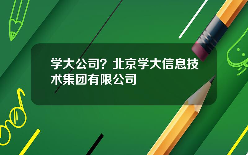 学大公司？北京学大信息技术集团有限公司