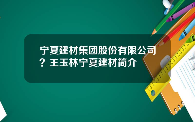 宁夏建材集团股份有限公司？王玉林宁夏建材简介