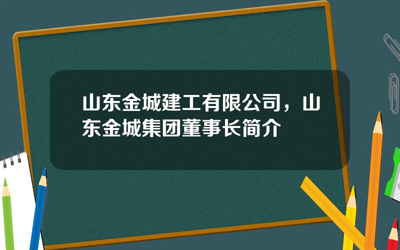 山东金城建工有限公司，山东金城集团董事长简介