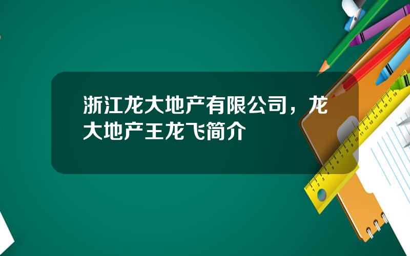 浙江龙大地产有限公司，龙大地产王龙飞简介